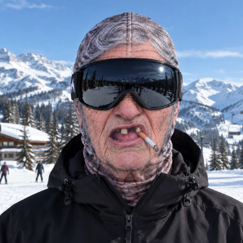 Cagoule de ski SkiGoule – modèle Mamie Rebelle
