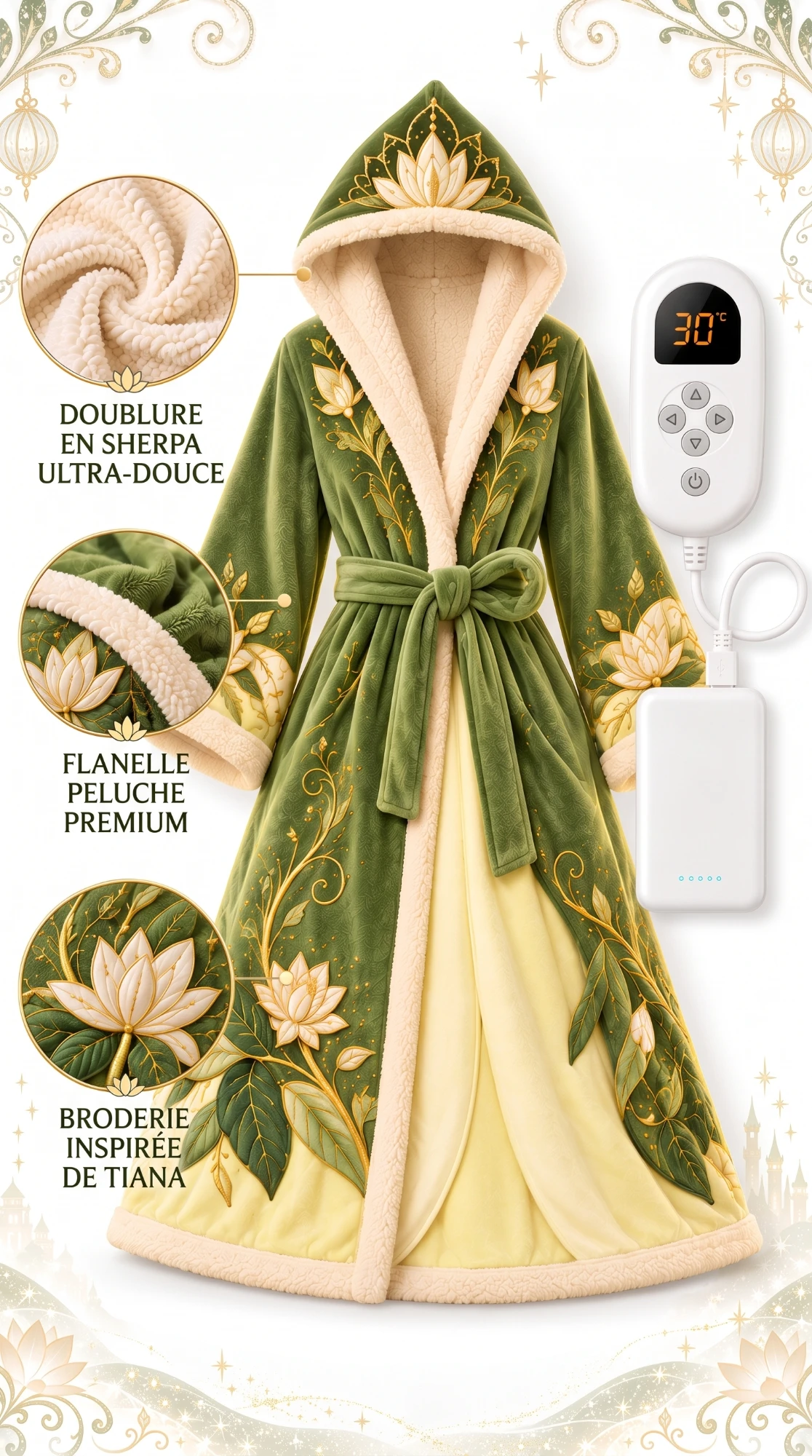 Peignoir chauffant Princia Émeraude Enchantée