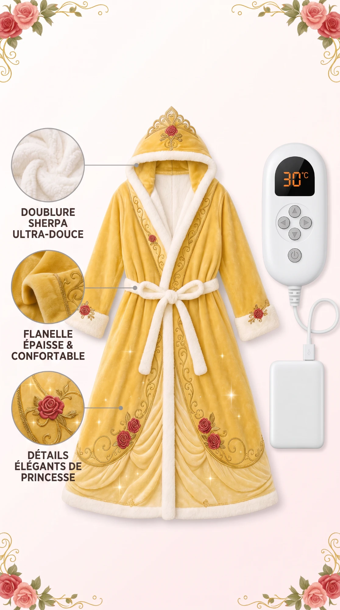 Peignoir chauffant Princia Or Impérial