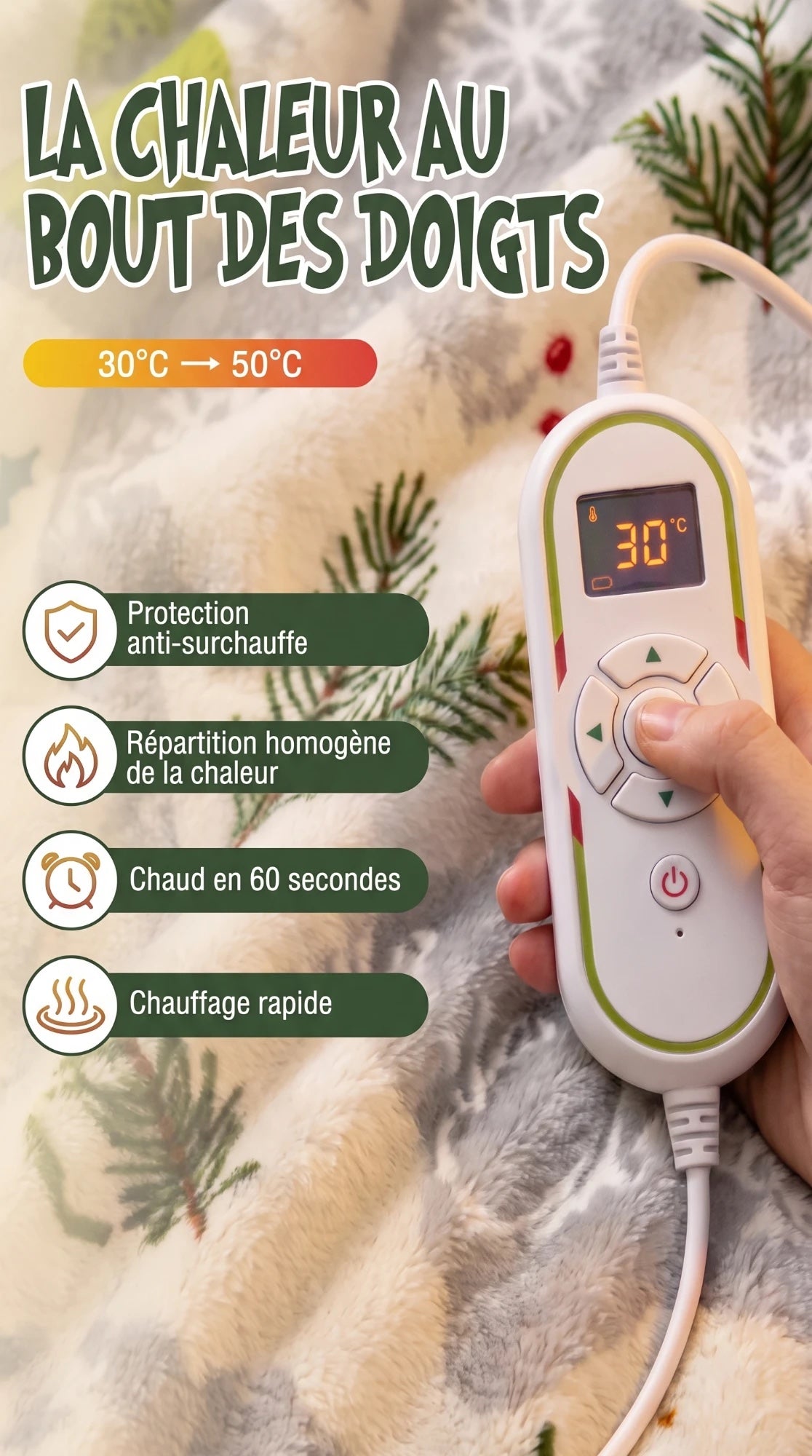 La chaleur au bout des doigts : télécommande 3 niveaux